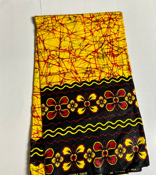 African Print Fabric, Ankara - Yellow Fabric