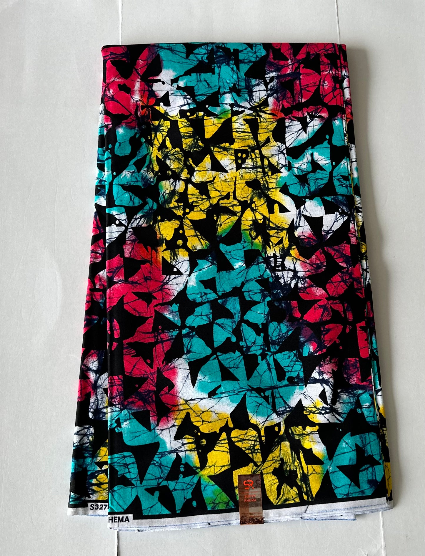 African Print Fabric, Ankara - Yellow, Red, Teal Fabric