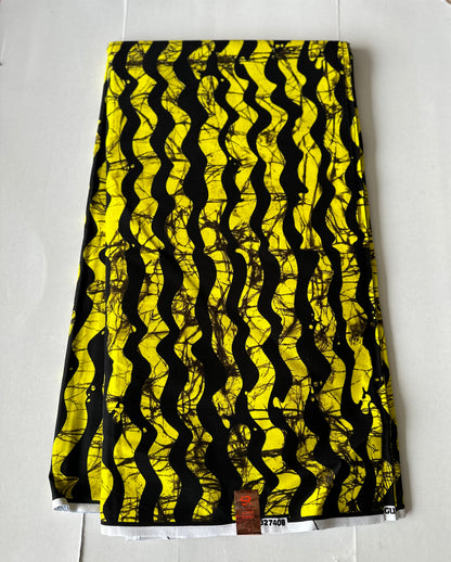 African Print Fabric, Ankara - Yellow Fabric