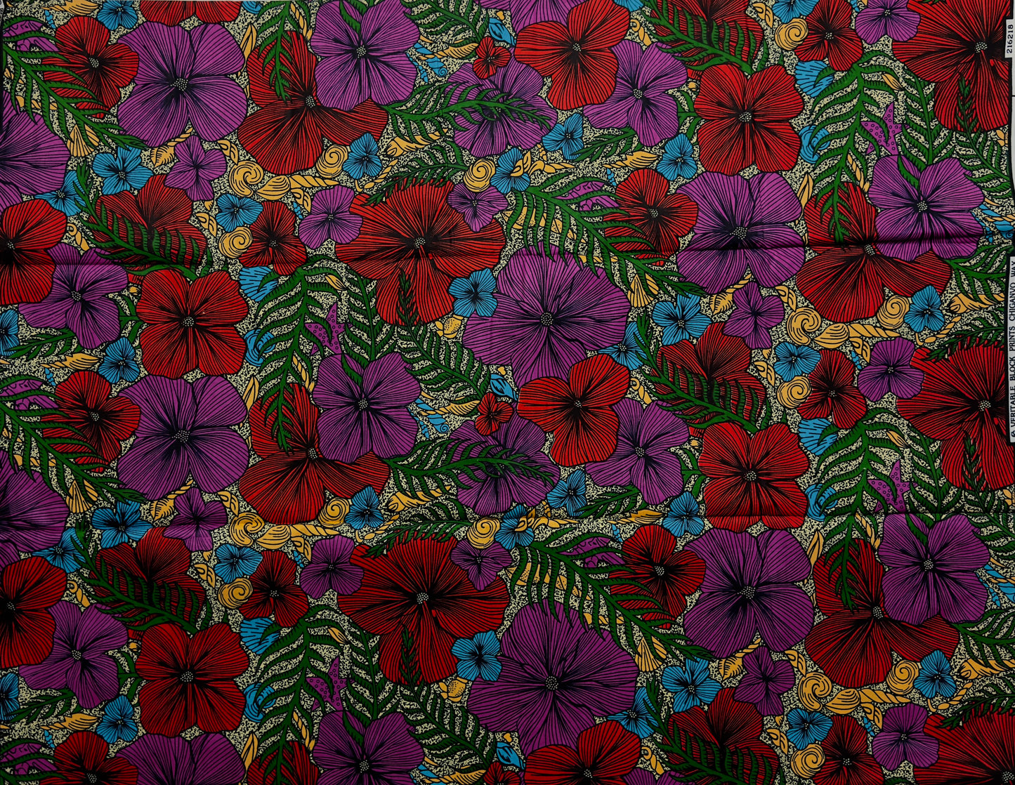 African Print Fabric, Ankara - Purple, Red, Blue Fabric