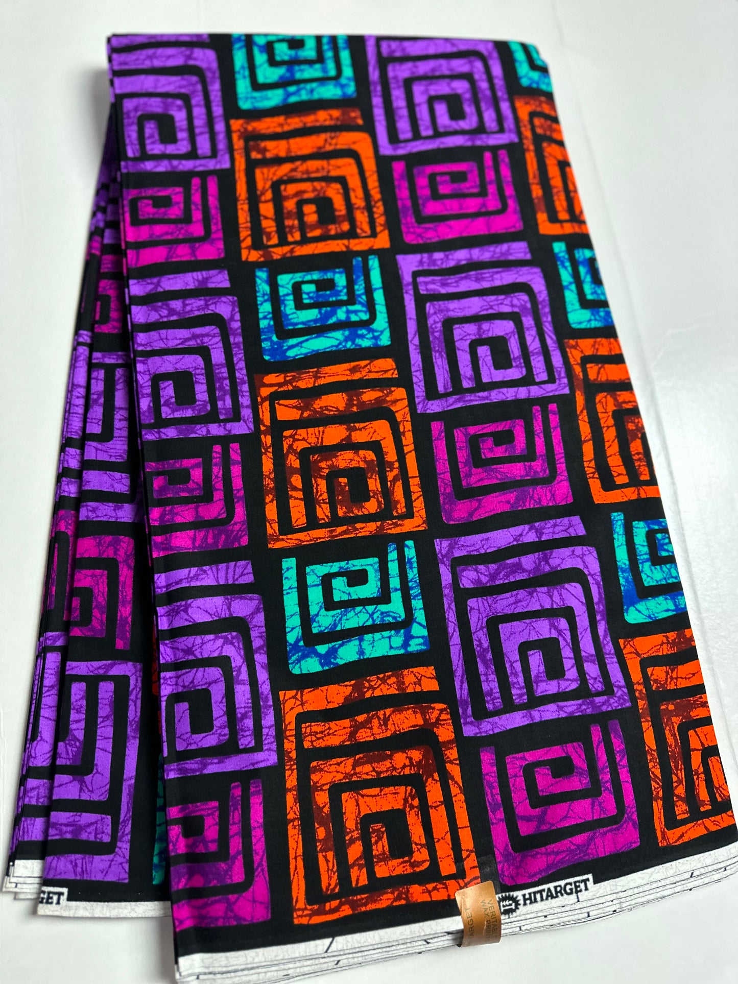 African Print Fabric, Ankara - Purple, Orange, Magenta Fabric