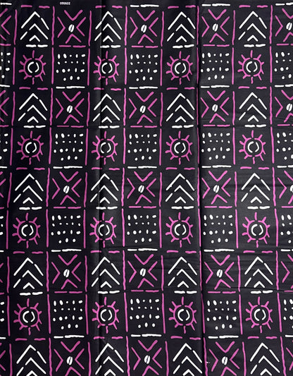 African Print Fabric, Ankara - Pink. Cream, Brown Fabric