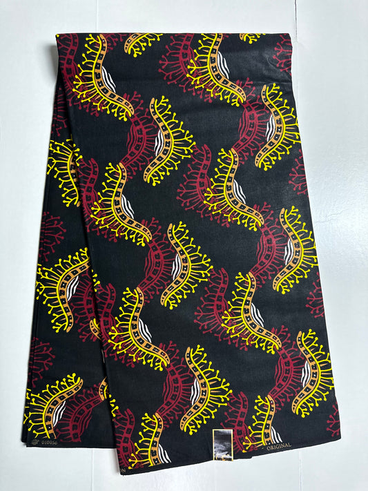 African Print Fabric, Ankara - Red, Yellow Fabric