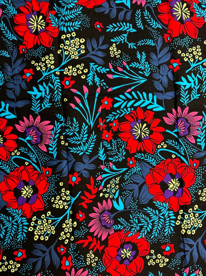 African Print Fabric, Ankara - Blue, Red, Pink Fabric