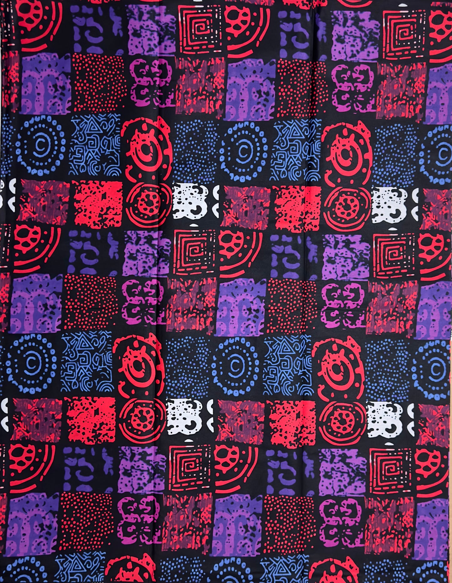 African Print Fabric, Ankara - Blue, Purple, Magenta Fabric