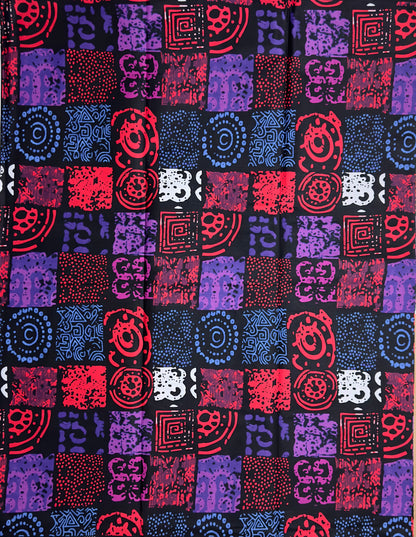 African Print Fabric, Ankara - Blue, Purple, Magenta Fabric