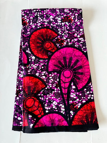 African Print Fabric, Ankara- Purple, Pink, Red Fabric