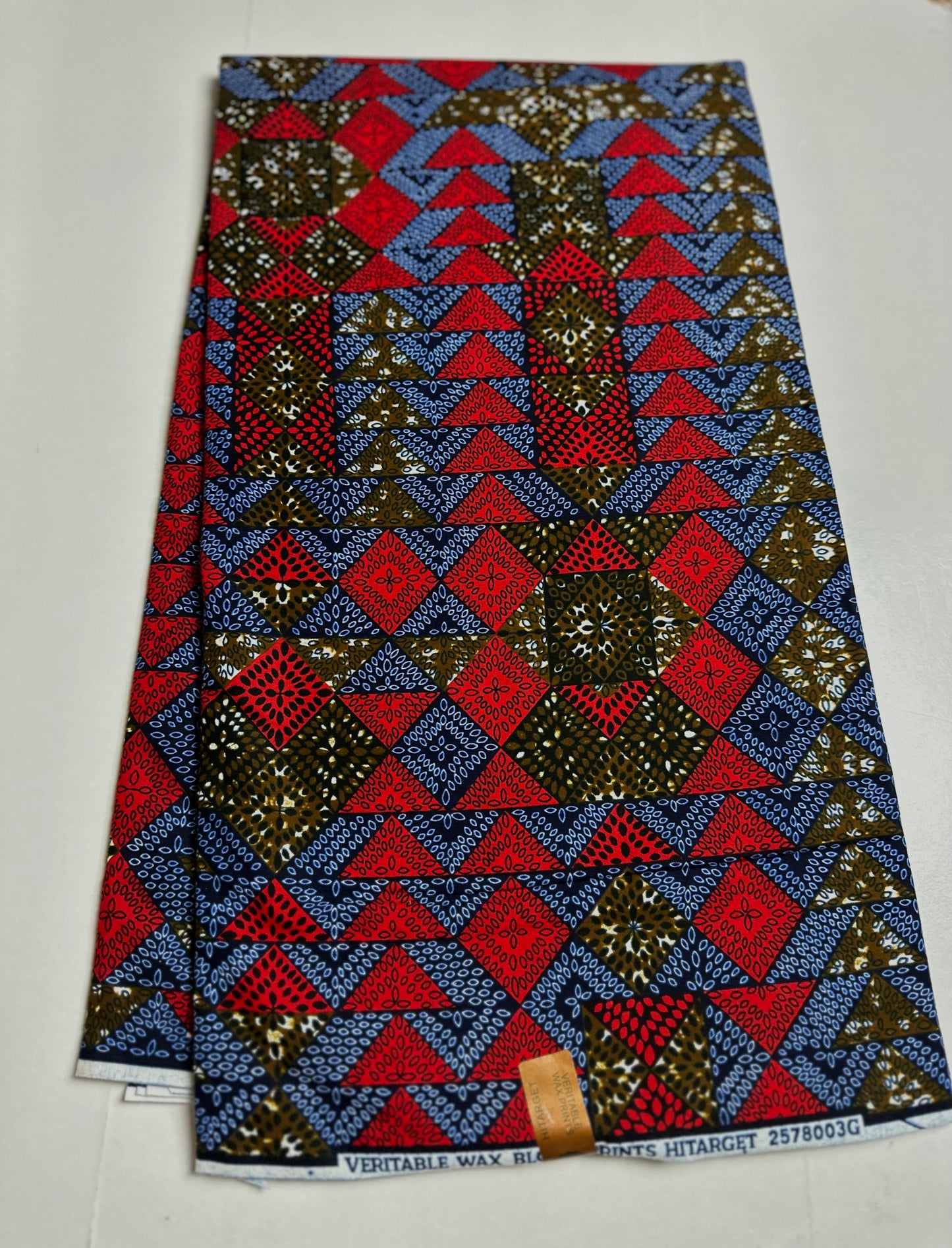 African Print Fabric, Ankara - Blue, Red Fabric
