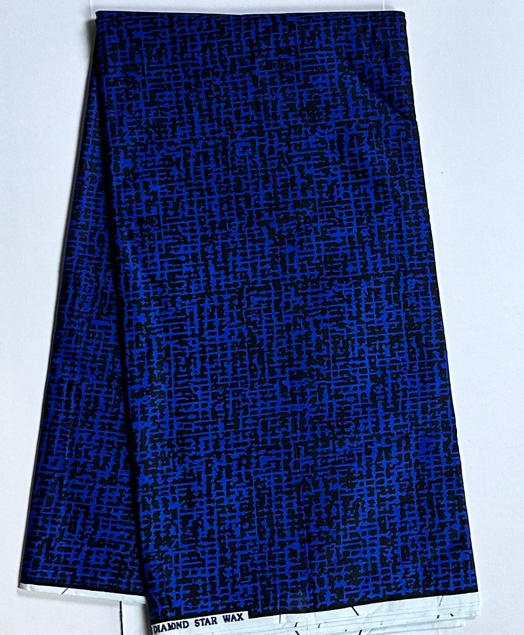 African Print Fabric, Ankara - Blue, Black Fabric