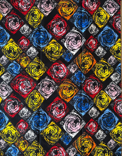 African Print Fabric, Ankara - Red, Blue, Yellow Fabric