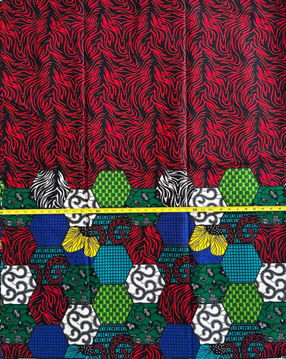 African Print Fabric, Ankara - Red Fabric