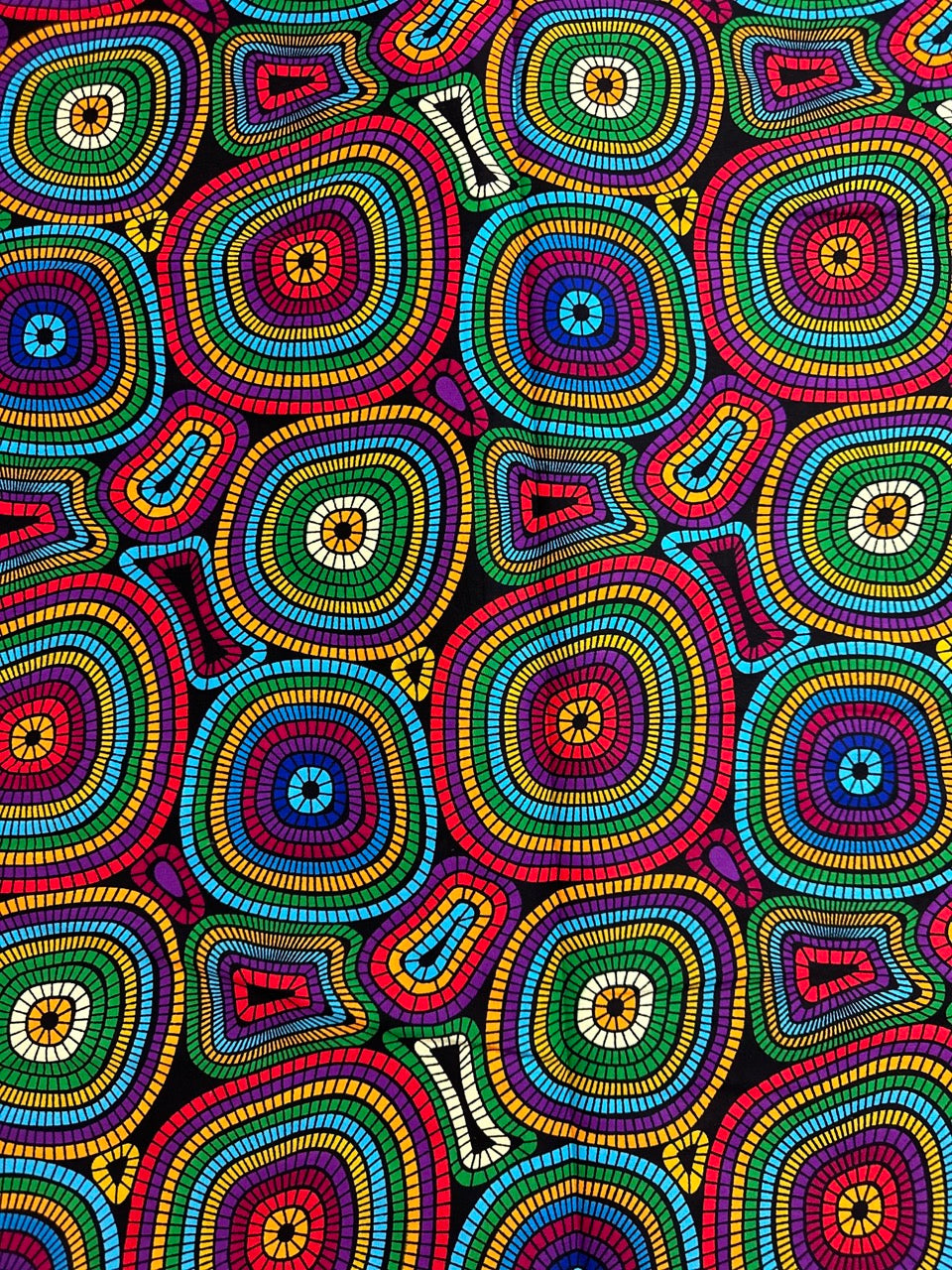 African Print Fabric, Ankara - Blue, Yellow, Pink Fabric