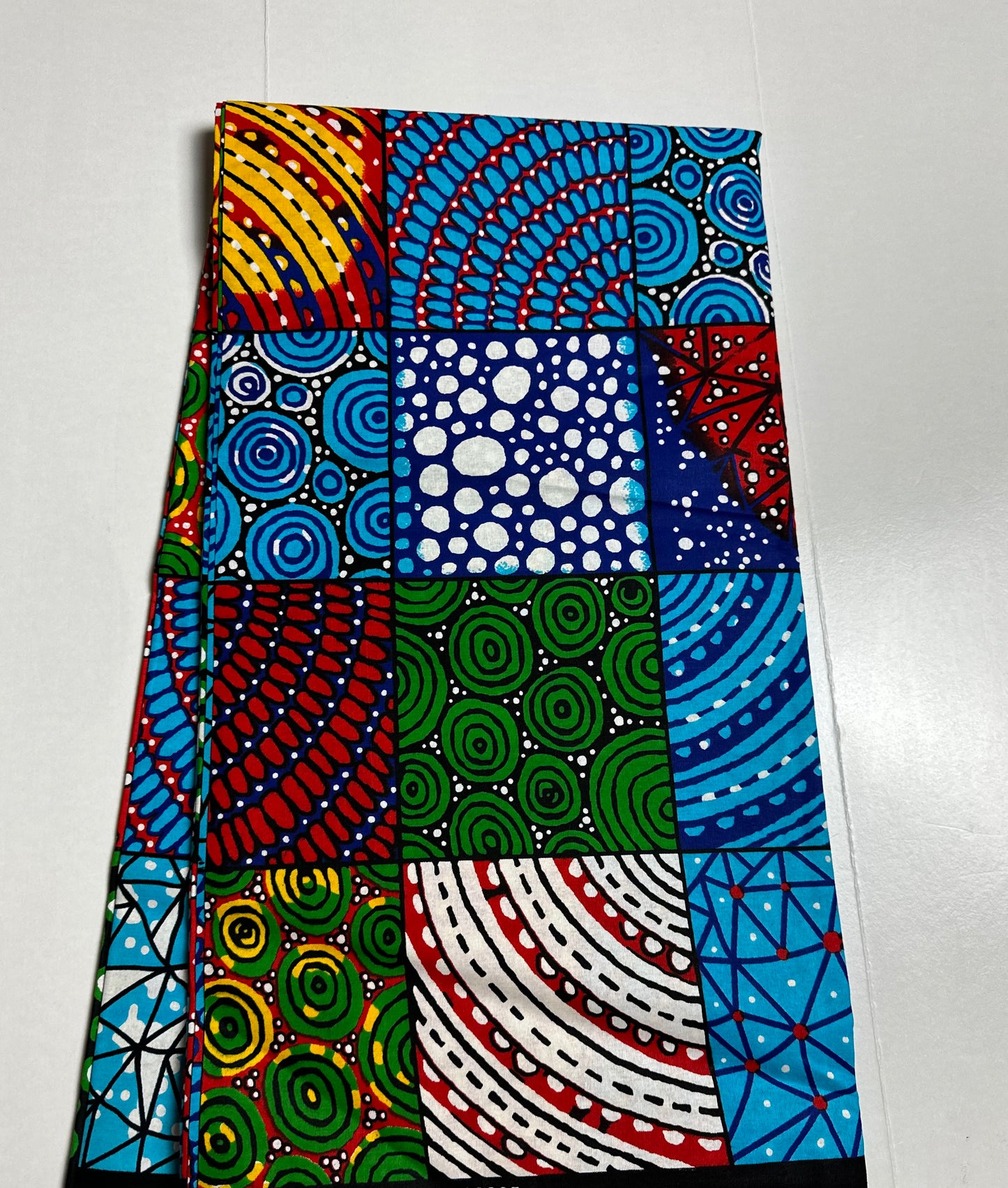 African Print Fabric, Ankara - Blue, Red, Green, Yellow Fabric