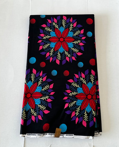 African Print Fabric, Ankara -Pink, Blue Fabric, African Clothing