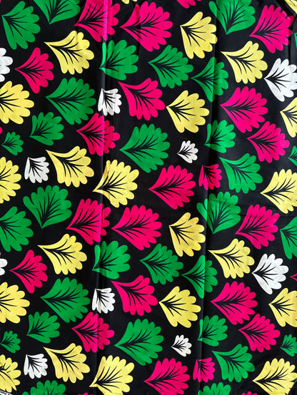 African Print Fabric, Ankara - Pink, Green, Yellow Fabric