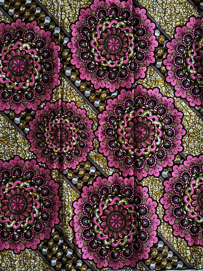 African Print Fabric, Ankara - Pink Fabric