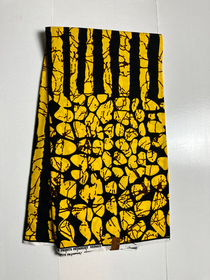 African Print Fabric, Ankara - Yellow Fabric
