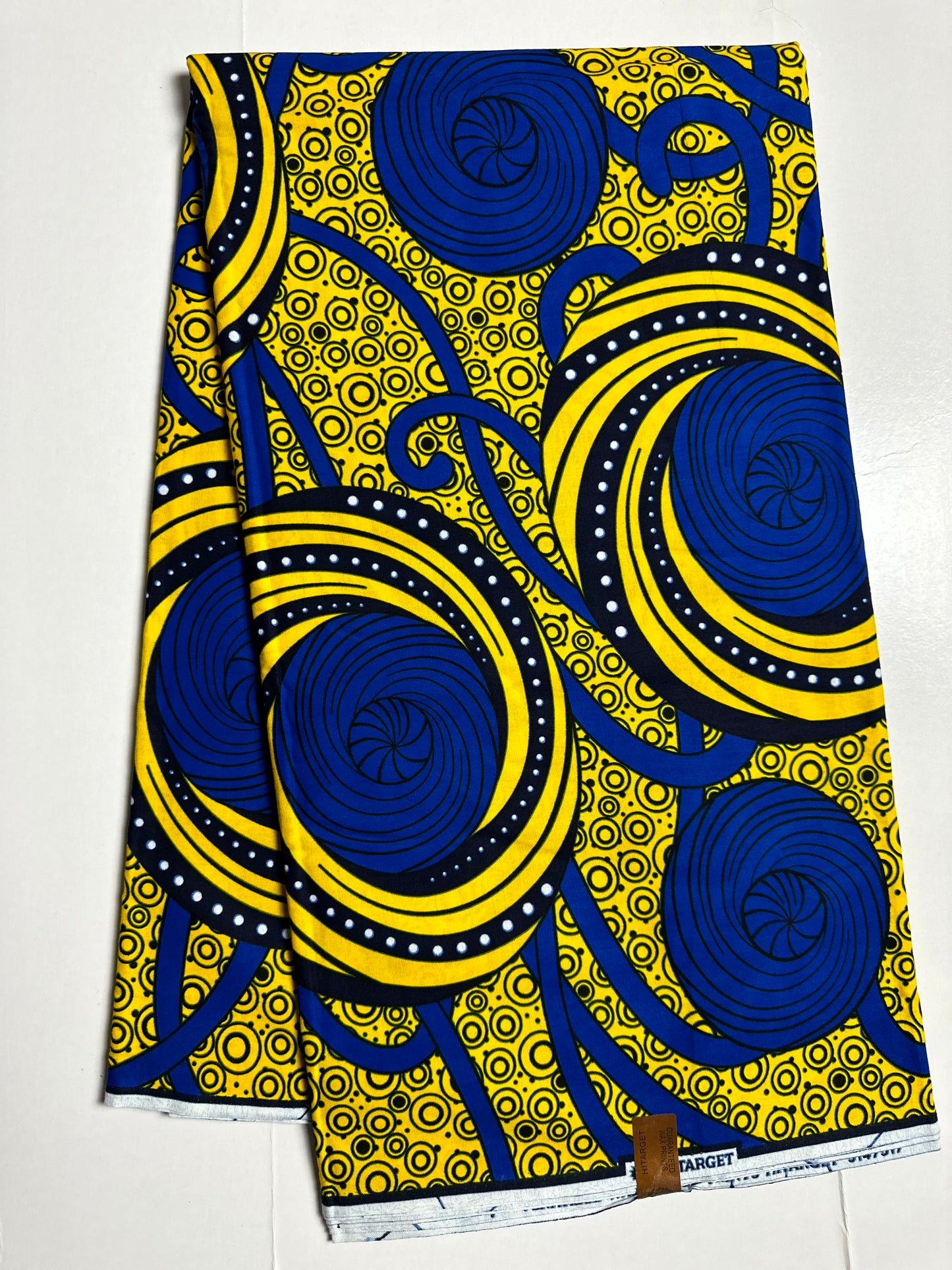 African Print Fabric, Ankara - Blue, Yellow Fabric