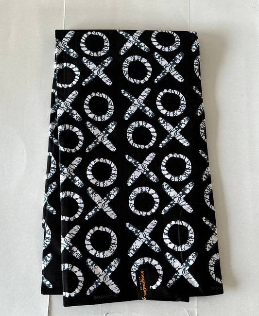 African Print Fabric, Ankara - Black, White Fabric