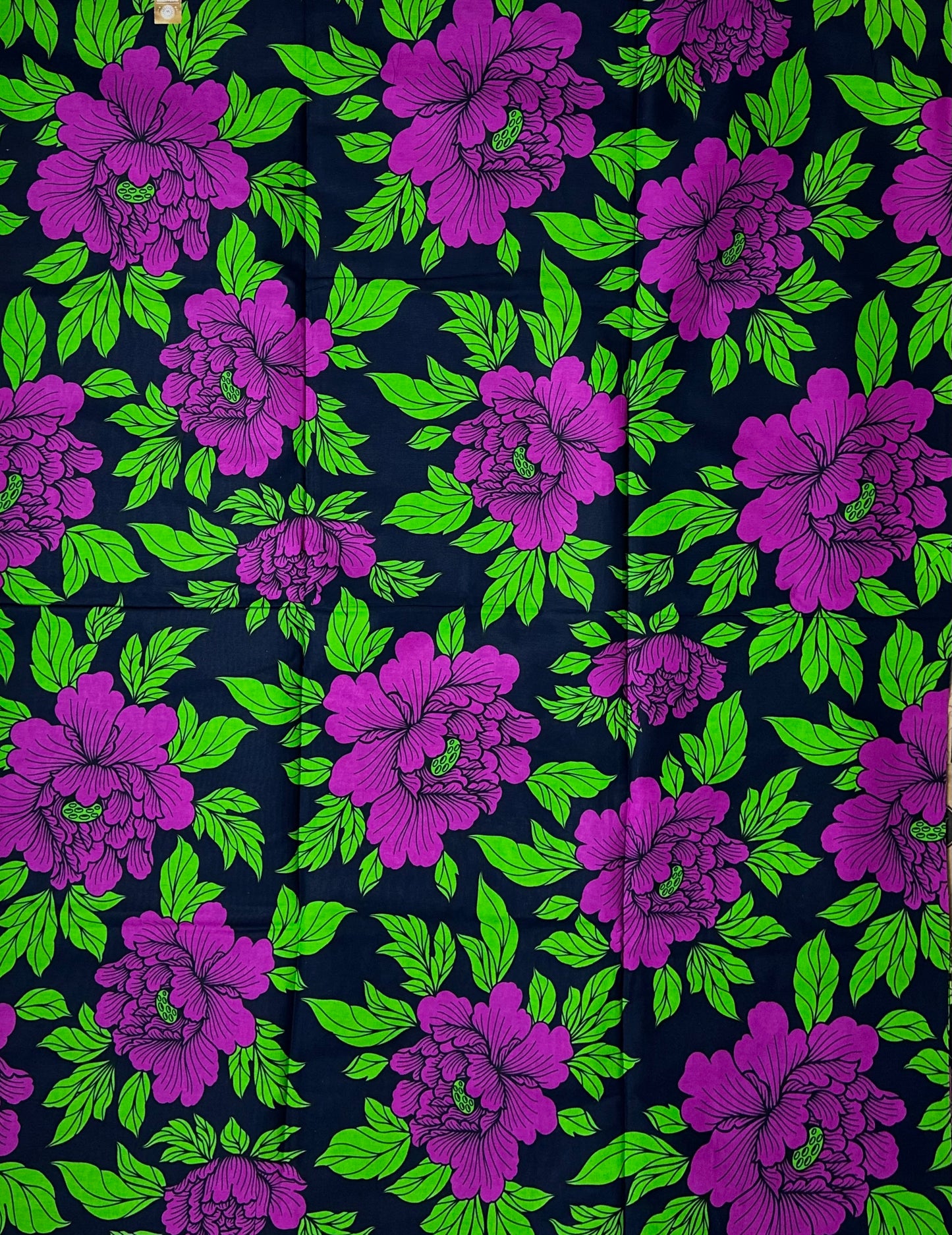 African Print Fabric, Ankara - Purple, Green Fabric