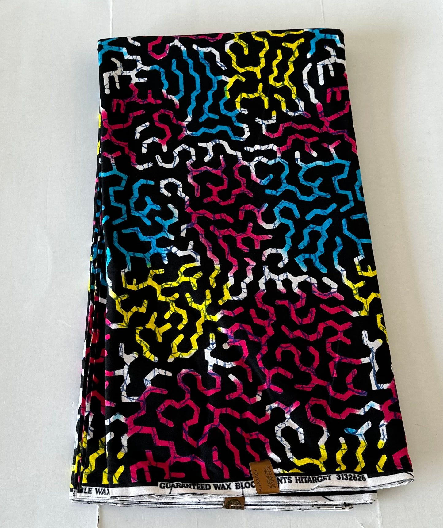 African Print Fabric, Ankara - Blue, Yellow, Pink Fabric