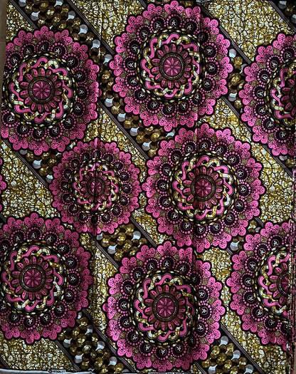 African Print Fabric, Ankara - Pink Fabric