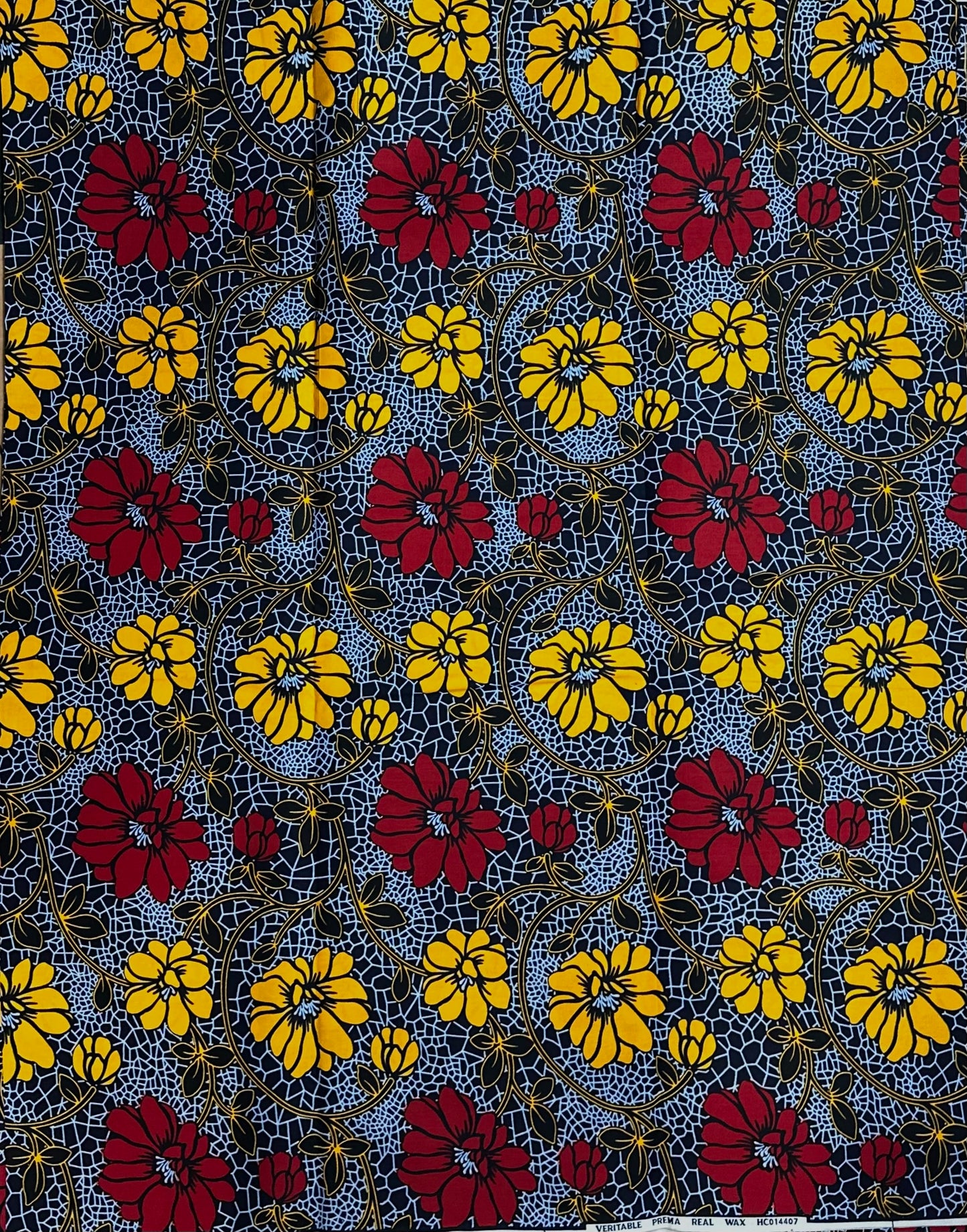 African Print Fabric, Ankara - Blue, Red, Yellow Fabric