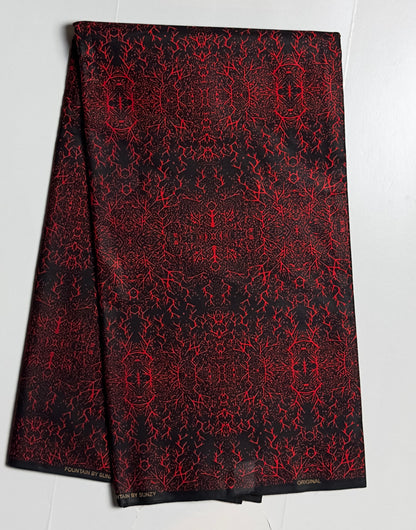 African Print Fabric, Ankara - Red Fabric