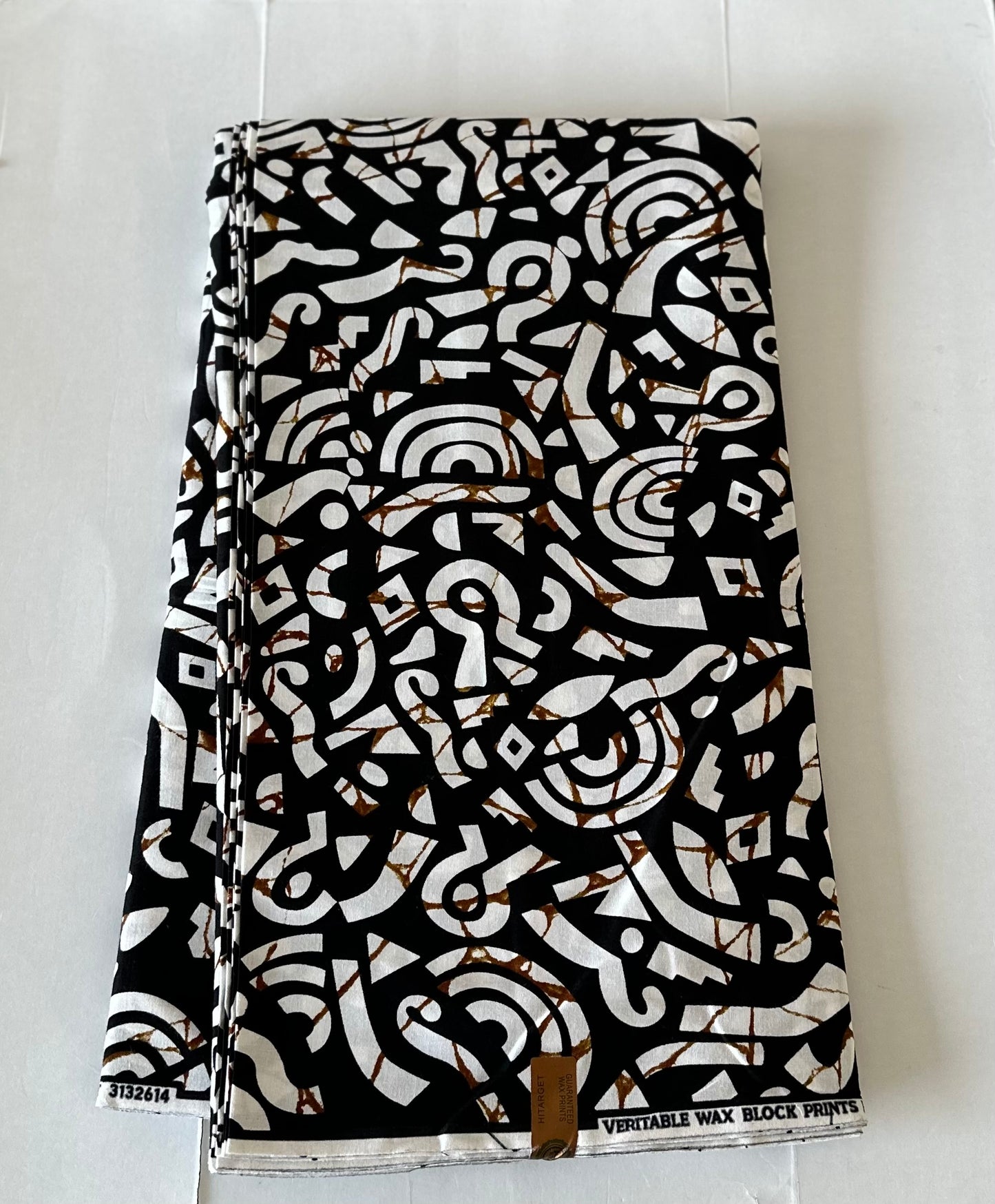 African Print Fabric, Ankara - White, Black Fabric