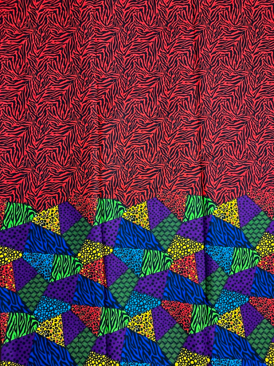 African Print Fabric, Ankara - Red, Purple, Green Fabric