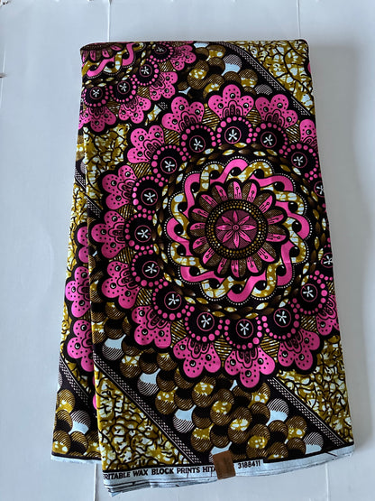 African Print Fabric, Ankara - Pink Fabric