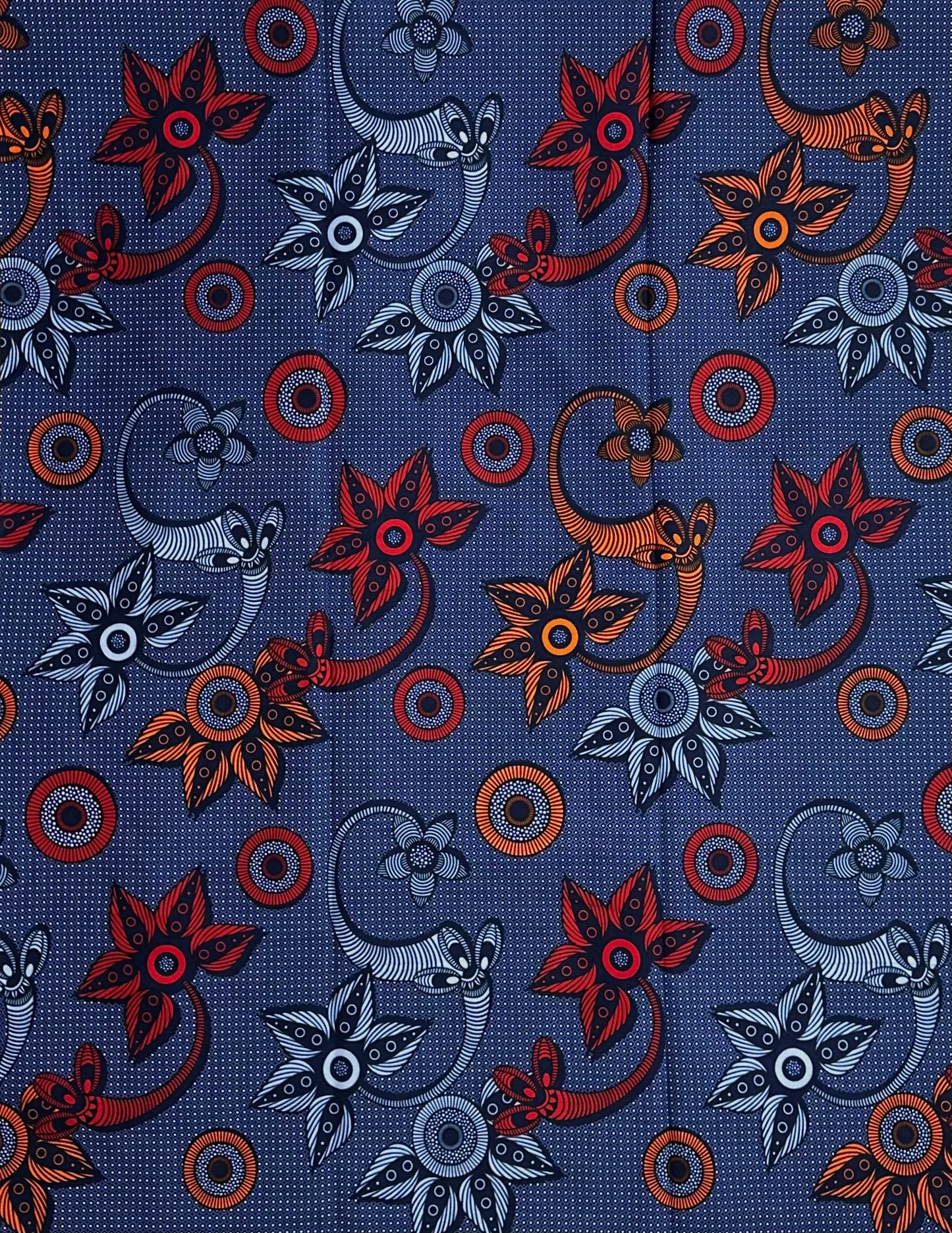 African Print Fabric, Ankara - Blue Fabric