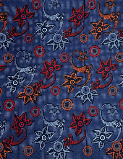 African Print Fabric, Ankara - Blue Fabric