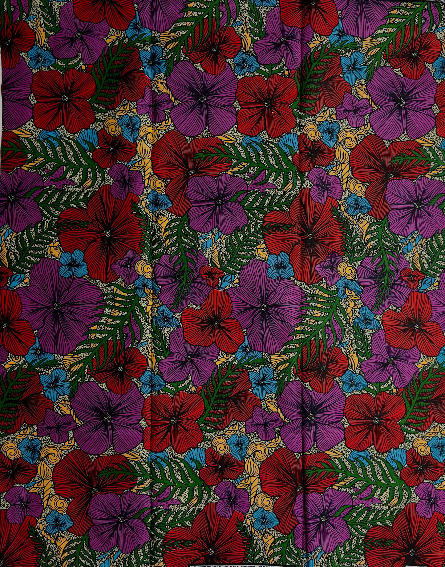 African Print Fabric, Ankara - Purple, Red, Blue Fabric