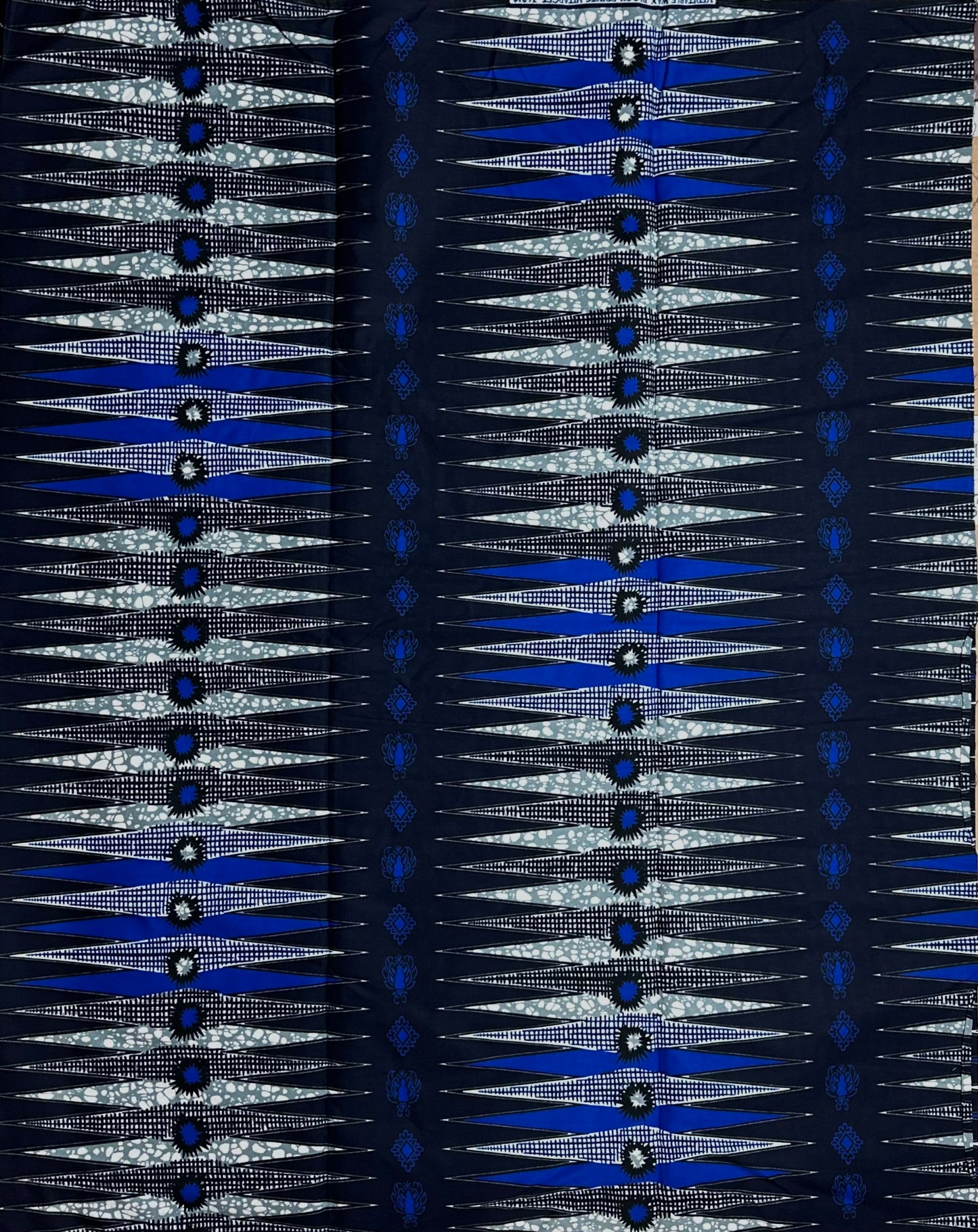 African Print Fabric, Ankara - Blue, Grey Fabric