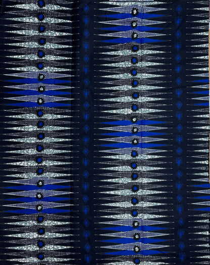 African Print Fabric, Ankara - Blue, Grey Fabric