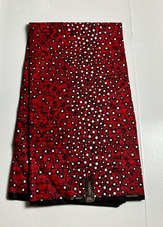 African Print Fabric, Ankara - Red Fabric