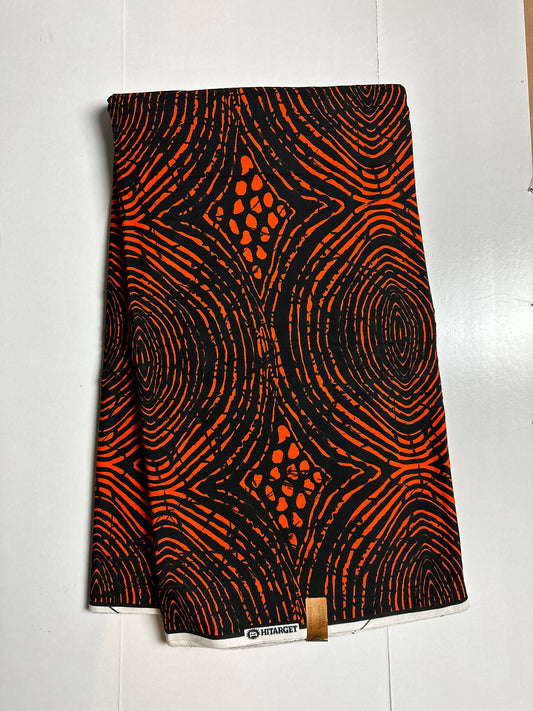 African Print Fabric, Ankara - Orange Fabric