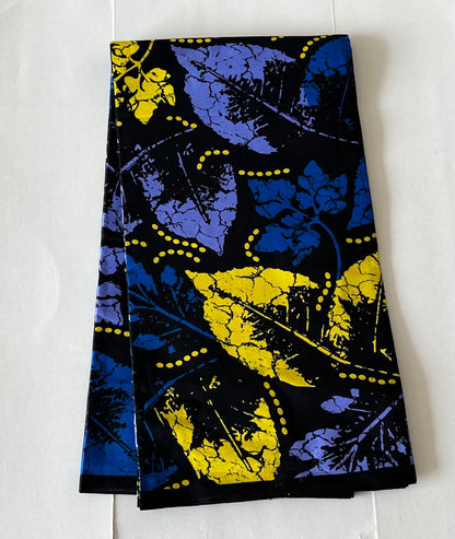 African Print Fabric, Ankara - Blue, Yellow Fabric