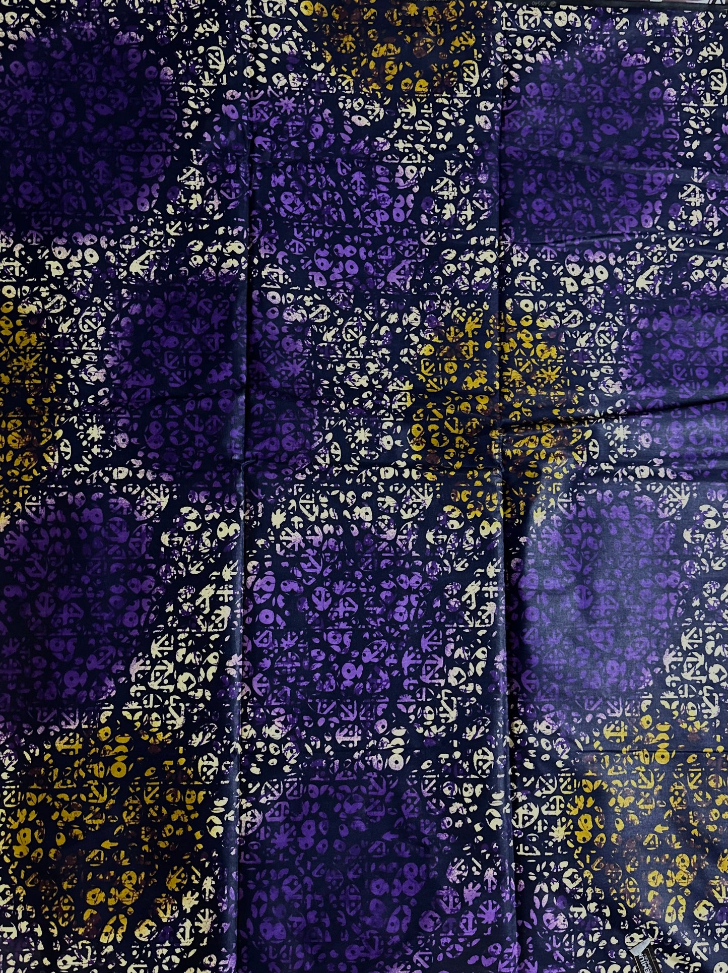African Print Fabric, Ankara - Purple, Beige Fabric