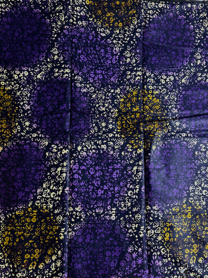 African Print Fabric, Ankara - Purple, Beige Fabric