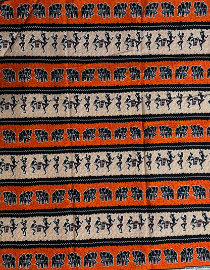 African Print Fabric, -Orange Ankara Fabric