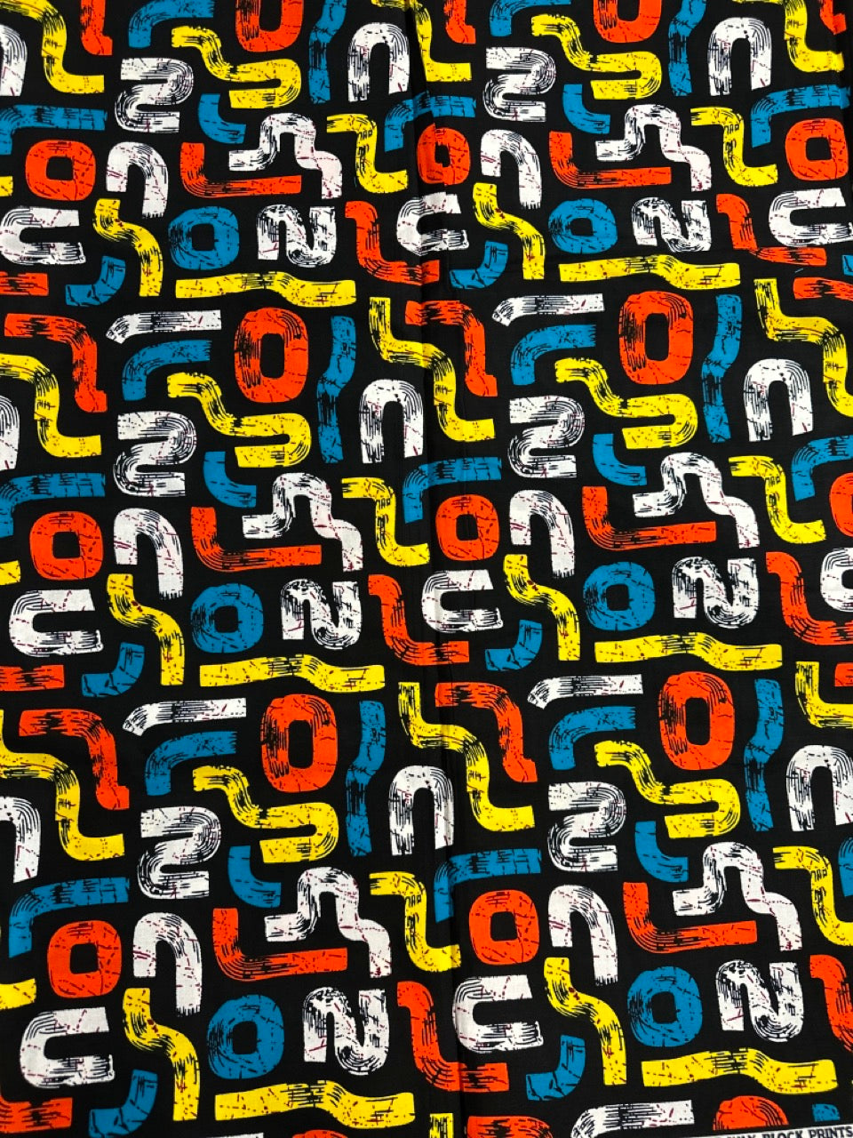 African Print Fabric, Ankara - Orange, Yellow, Blue Fabric
