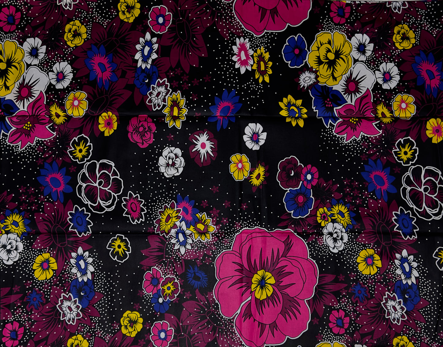 African Print Fabric, Ankara - Pink, Blue, Yellow Fabric