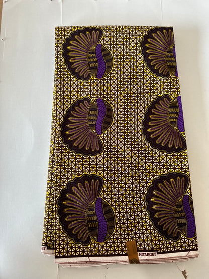 African Print Fabric, Ankara -Brown, Purple Fabric, African Clothing