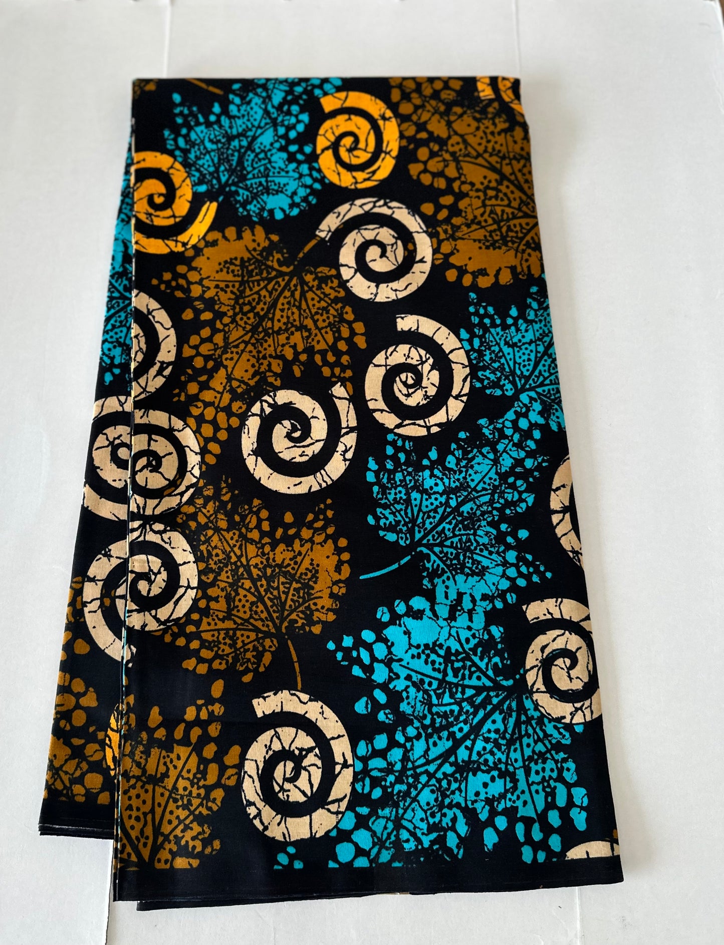 African Print Fabric, Ankara - Brown Fabric