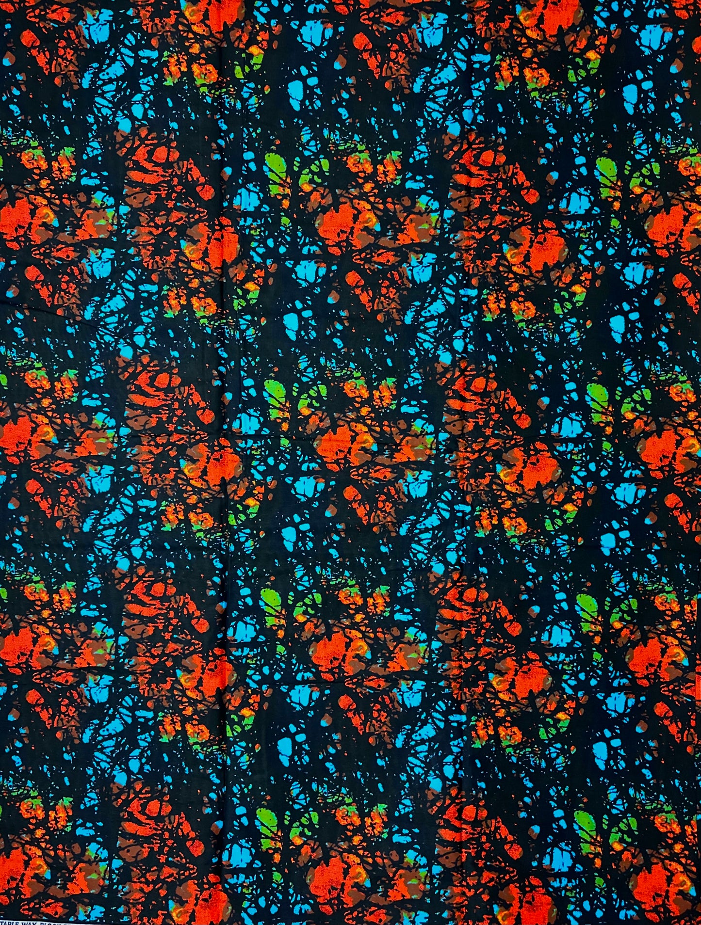 African Print Fabric, Ankara - Blue, Orange Fabric