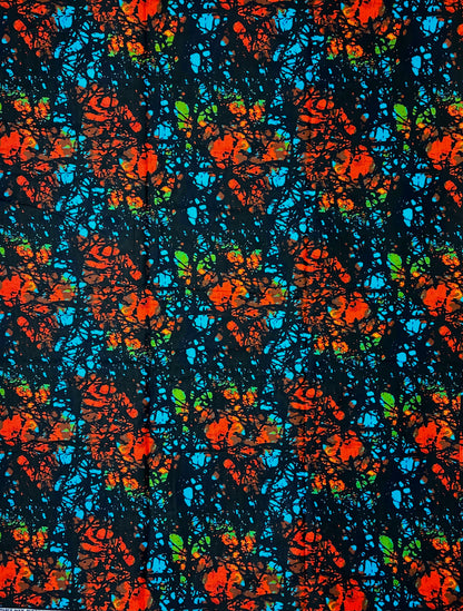 African Print Fabric, Ankara - Blue, Orange Fabric