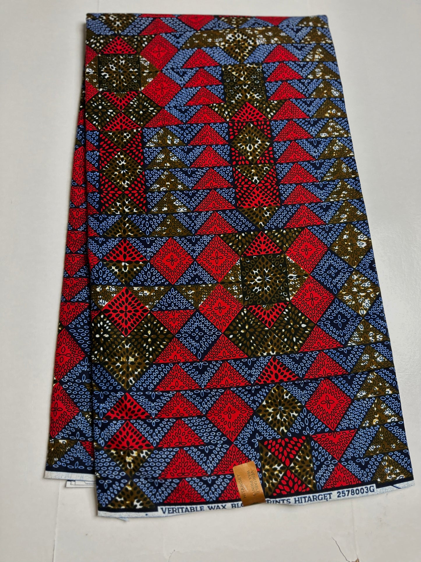 African Print Fabric, Ankara - Blue, Red Fabric