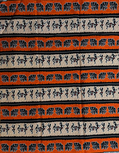 African Print Fabric, -Orange Ankara Fabric